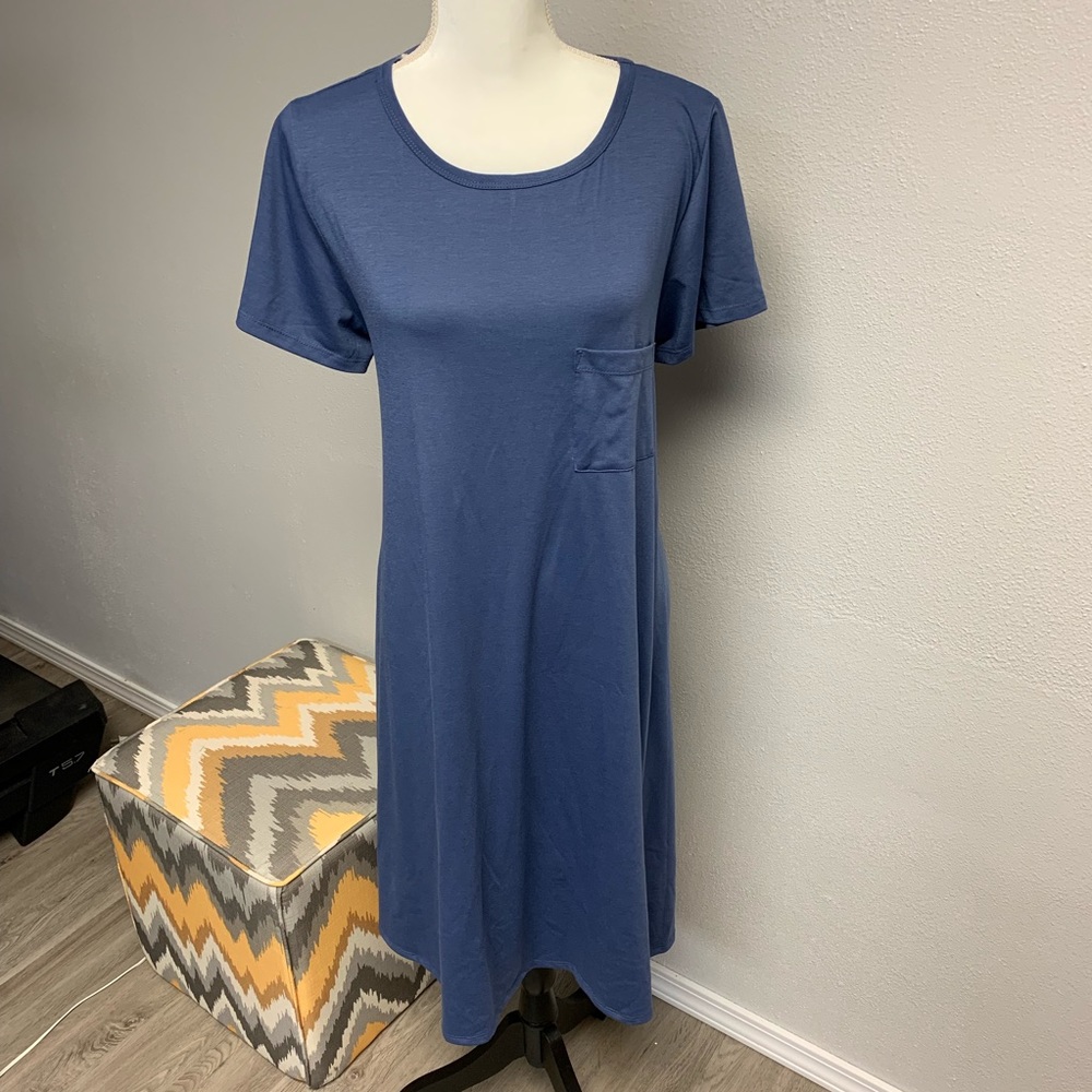 Lularoe XL Slate Solid Blue Carly-Like New